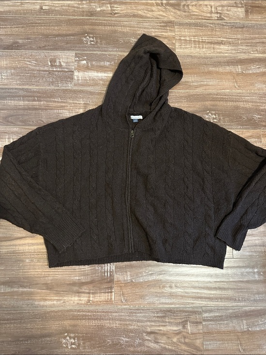 American Eagle Outfitters Sweaters - American Eagle Brown Cable Knit Sweater Zip Up